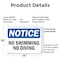 Signmission No Swimming No Diving, 14 in W x Rectangle, Plastic OS-2PACK-NS-P-1014-L-14877 - alternate 5